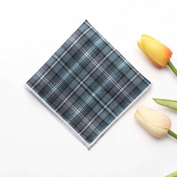 Schlichtes kariertes Einstecktuch aus Baumwolle für Herren