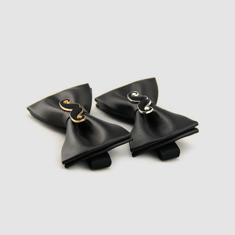 Lederfliege mit Metallschnurrbart für Herren