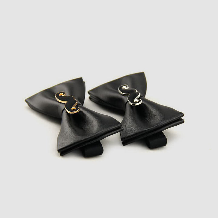 Lederfliege mit Metallschnurrbart für Herren