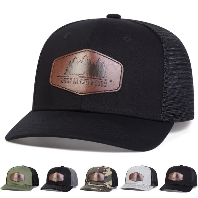Trucker-Mütze „Deep In The Woods“ aus Leder mit Label-Patch