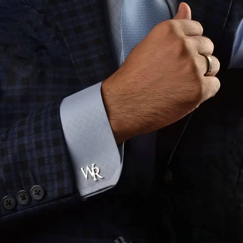 1 Paar benutzerdefinierte Buchstabenknopfabdeckungen Set Anzugmanschettenknöpfe