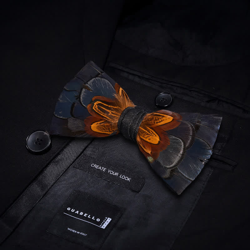 Blau-Rostfarbene Federfliege für Kinder mit Reversnadel