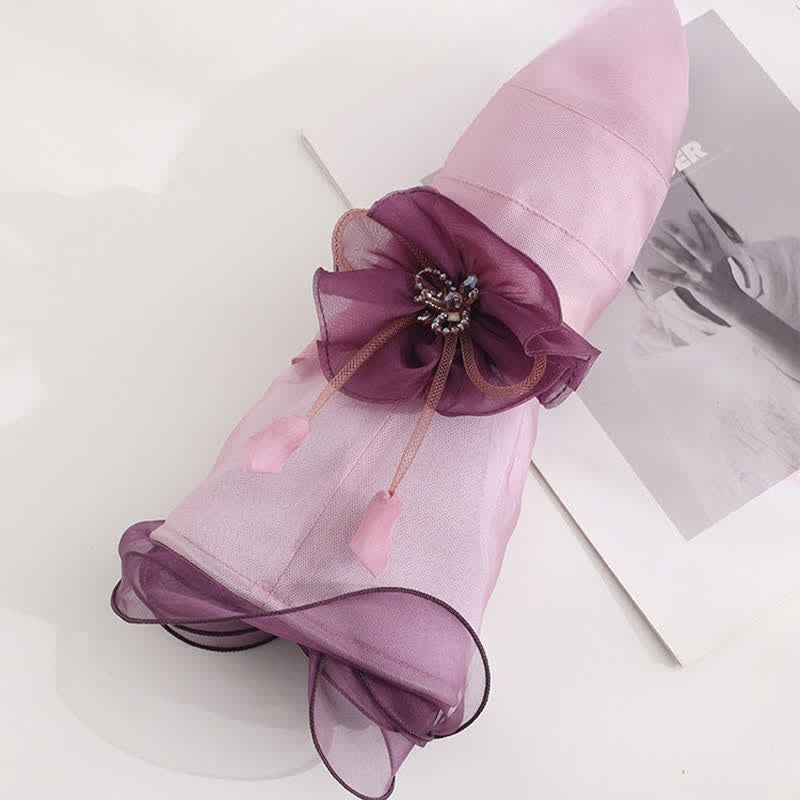Damen Sonnenhut mit Blumenmuster, breite, gewellte Krempe, für Urlaub und Strand, faltbar, aus Seide