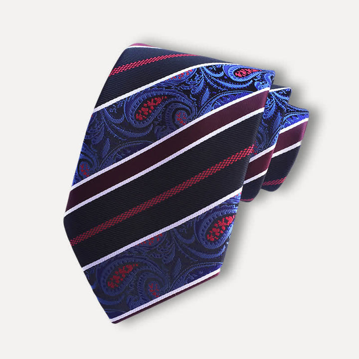Navy & Black Herren außergewöhnliche gestreifte Paisley Krawatte