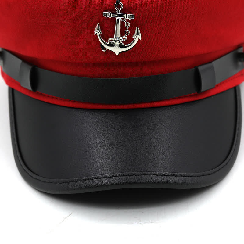 Damen Schiffsanker Marinemütze Flat Top Baskenmütze
