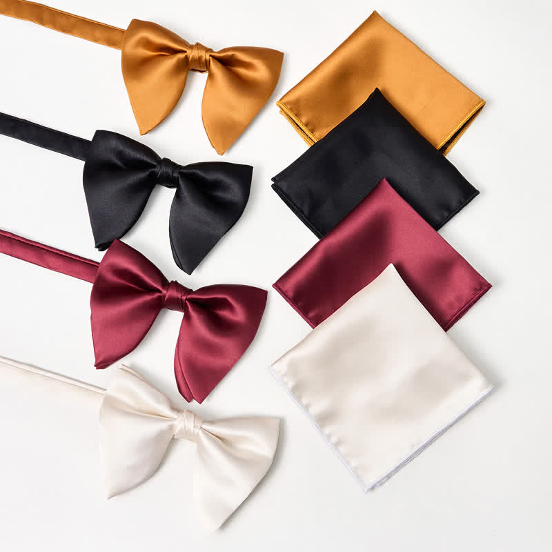 Einfarbiges, übergroßes Einstecktuch mit spitzer Fliege im britischen Stil für Herren