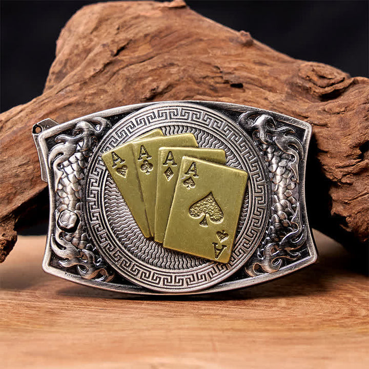 Herren DIY Gold Poker Verstecktes Klappmesser Ledergürtel - Gold Poker - Ohne Gürtel - Nicht im Lieferumfang enthaltener Gürtel - image 0