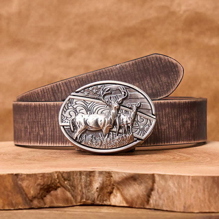 Herren DIY Hirschflagge Verstecktes Klappmesser Ledergürtel - Reh - Brauner Distressed-Gürtel - 42 - image 11