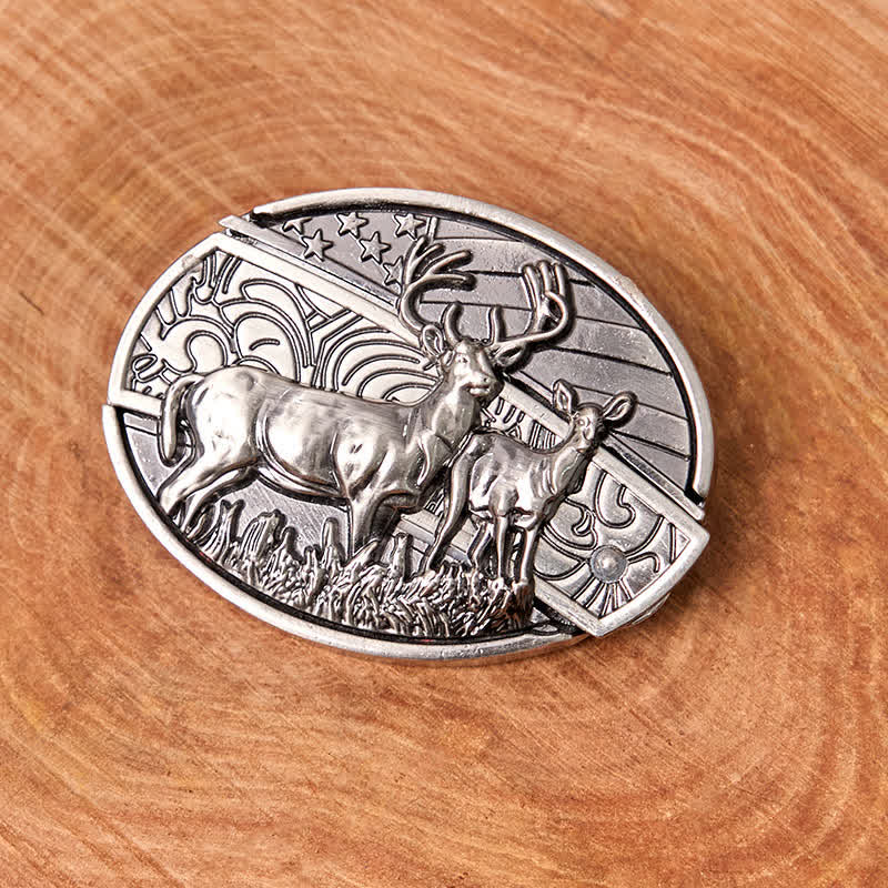 Herren DIY Hirschflagge Verstecktes Klappmesser Ledergürtel - image 3