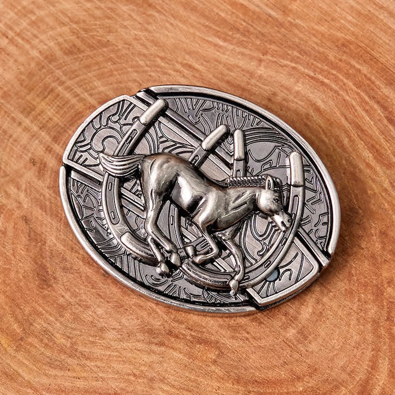 Herren DIY Galoppierendes Pferd Verstecktes Klappmesser Ledergürtel - image 2