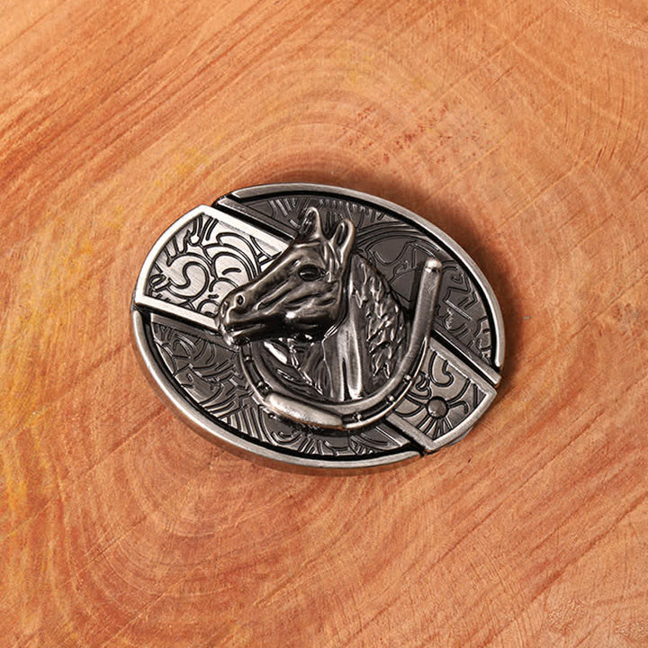 Herren DIY Pferdekopf verstecktes Klappmesser Ledergürtel - image 4