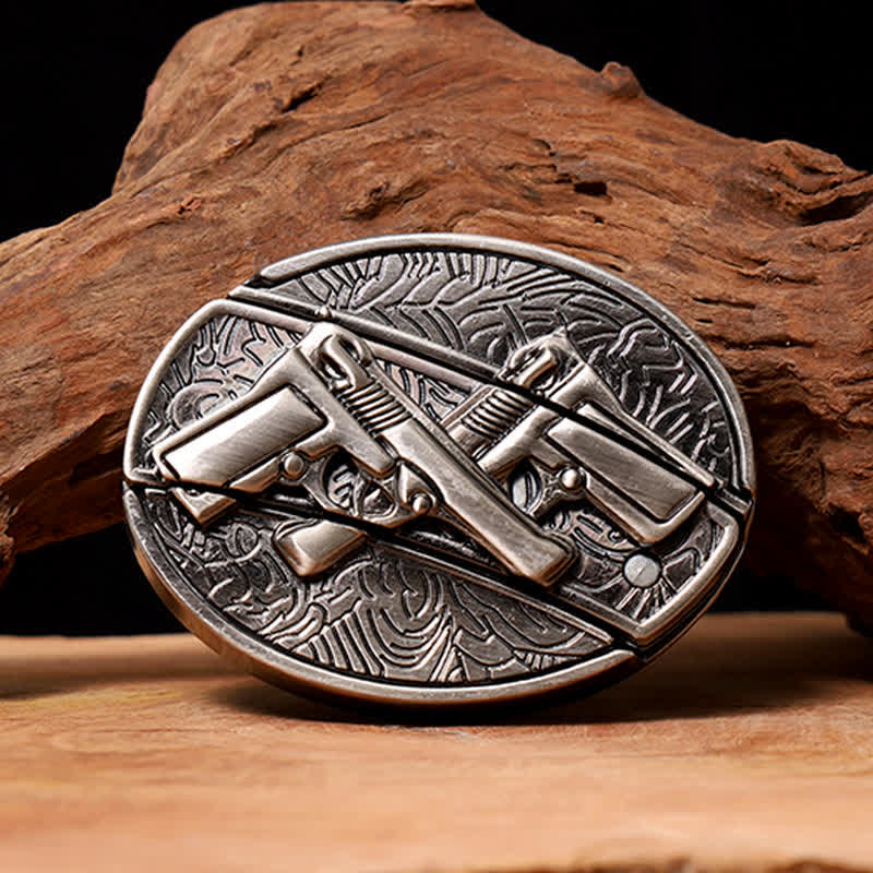 Herren DIY Dual Gun Verstecktes Klappmesser Ledergürtel - Doppelpistole - Ohne Gürtel - Nicht im Lieferumfang enthaltener Gürtel - image 0