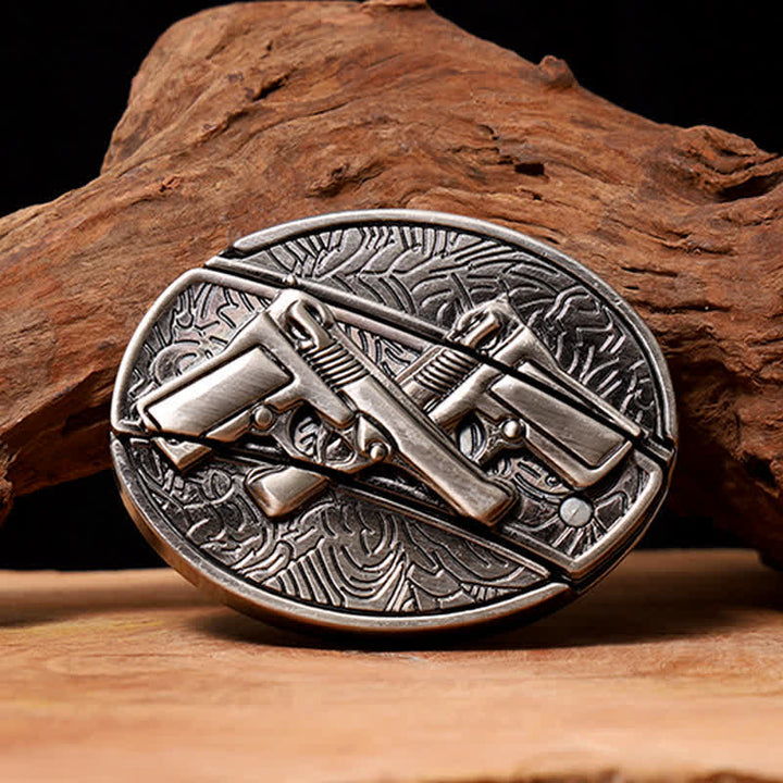 Herren DIY Dual Gun Verstecktes Klappmesser Ledergürtel - Doppelpistole - Ohne Gürtel - Nicht im Lieferumfang enthaltener Gürtel - image 0