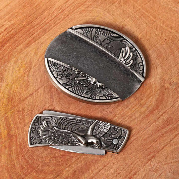 Herren DIY Soaring Eagle Verstecktes Klappmesser Ledergürtel - image 5