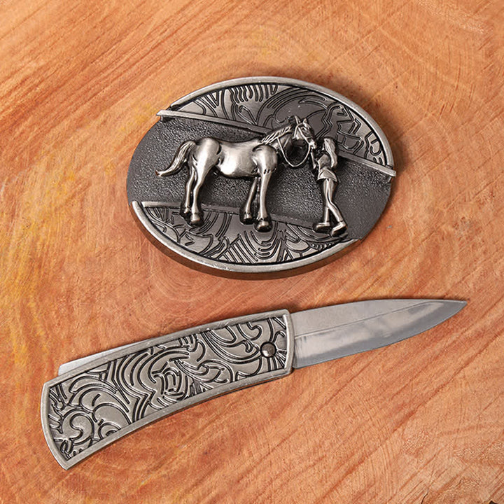 Herren DIY Cowgirl Verstecktes Klappmesser Ledergürtel - image 1