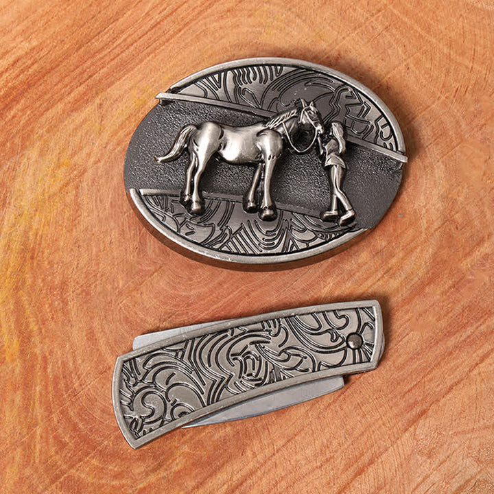 Herren DIY Cowgirl Verstecktes Klappmesser Ledergürtel - image 3