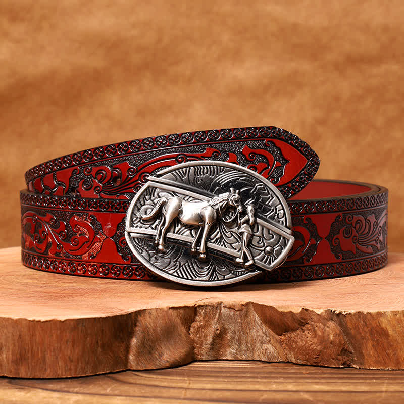 Herren DIY Cowgirl Verstecktes Klappmesser Ledergürtel - Cowgirl - Brauner geschnitzter Gürtel - 42 - image 7