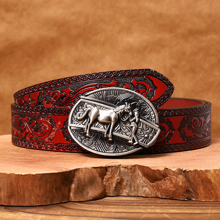 Herren DIY Cowgirl Verstecktes Klappmesser Ledergürtel - Cowgirl - Brauner geschnitzter Gürtel - 42 - image 7