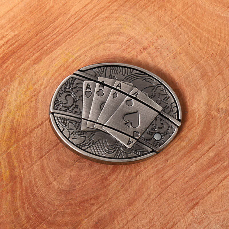 Herren DIY Poker 4 Ace Verstecktes Klappmesser Ledergürtel - image 2