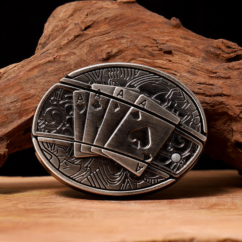 Herren DIY Poker 4 Ace Verstecktes Klappmesser Ledergürtel - Poker 4 Ass - Ohne Gürtel - Nicht im Lieferumfang enthaltener Gürtel - image 0