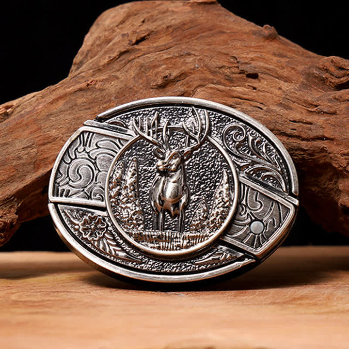 Herren DIY Forest Deer verstecktes Klappmesser Ledergürtel - Reh - Ohne Gürtel - Nicht im Lieferumfang enthaltener Gürtel - image 0