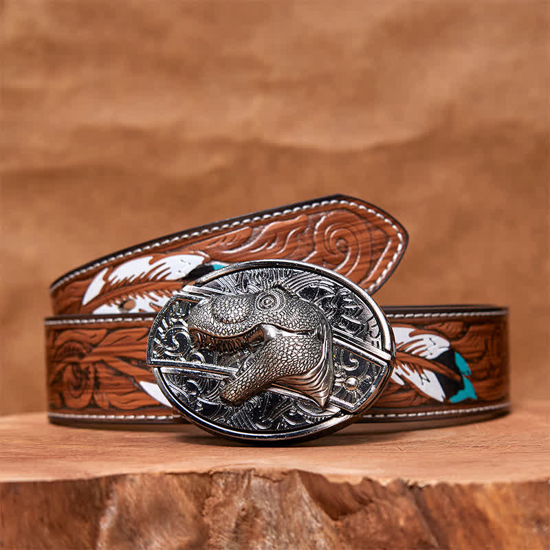 DIY Ledergürtel für Herren mit verstecktem Dinosaurier-Klappmesser