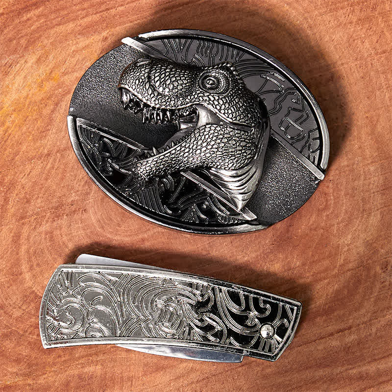 DIY Ledergürtel für Herren mit verstecktem Dinosaurier-Klappmesser