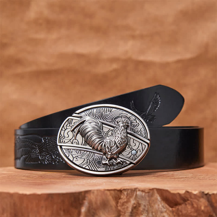 Herren DIY Hahn verstecktes Klappmesser Ledergürtel