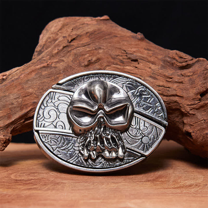 Herren DIY Totenkopf-Ledergürtel mit verstecktem Klappmesser