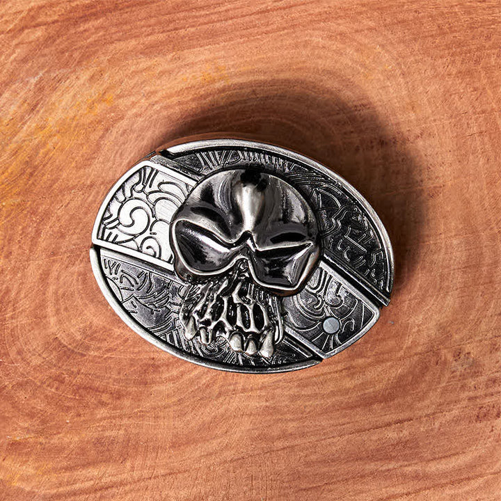 Herren DIY Totenkopf-Ledergürtel mit verstecktem Klappmesser