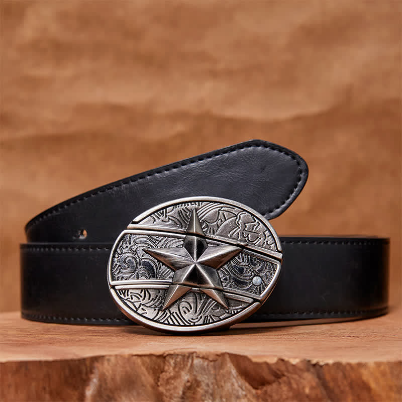 DIY Pentagramm verstecktes Klappmesser Ledergürtel für Herren - Pentagramm - Schwarzer PU-Gürtel - 42 - image 4