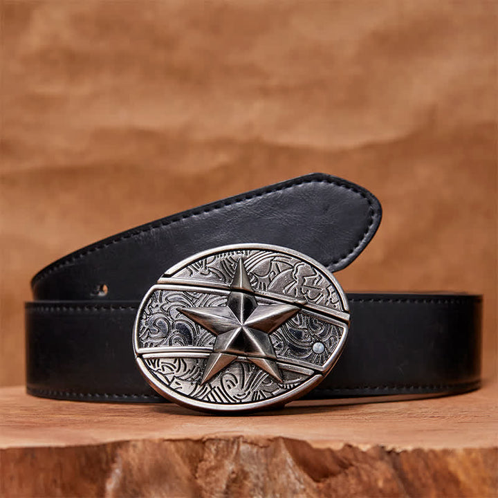 DIY Pentagramm verstecktes Klappmesser Ledergürtel für Herren - Pentagramm - Schwarzer PU-Gürtel - 42 - image 4