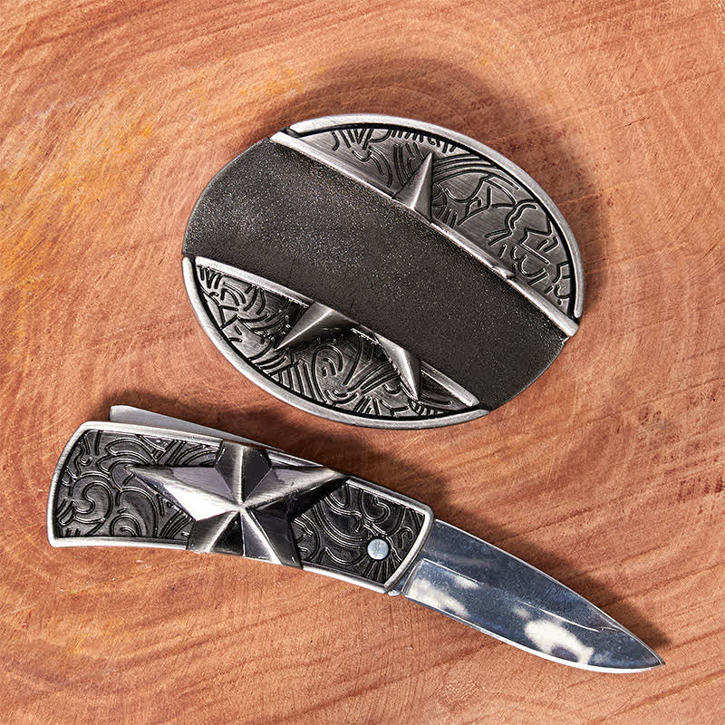 DIY Pentagramm verstecktes Klappmesser Ledergürtel für Herren - image 1