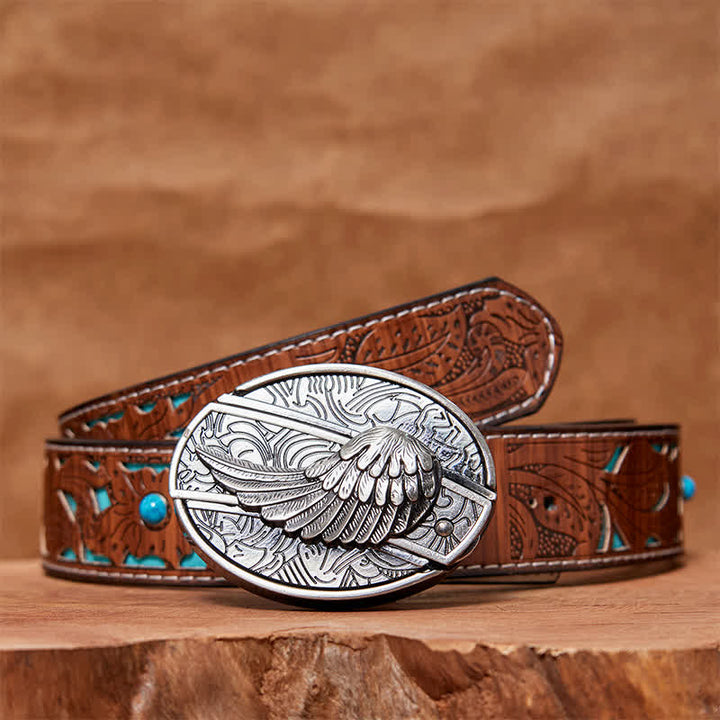 Herren DIY Angel Wings verstecktes Klappmesser Ledergürtel