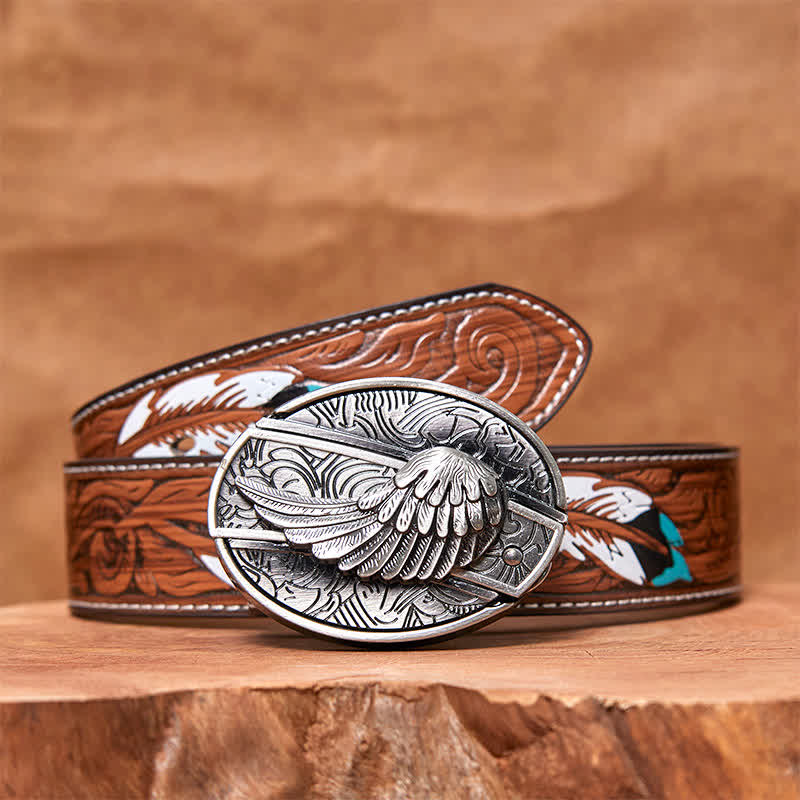 Herren DIY Angel Wings verstecktes Klappmesser Ledergürtel