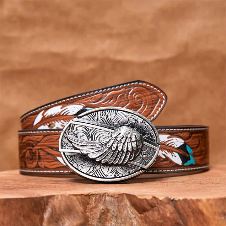 Herren DIY Angel Wings verstecktes Klappmesser Ledergürtel