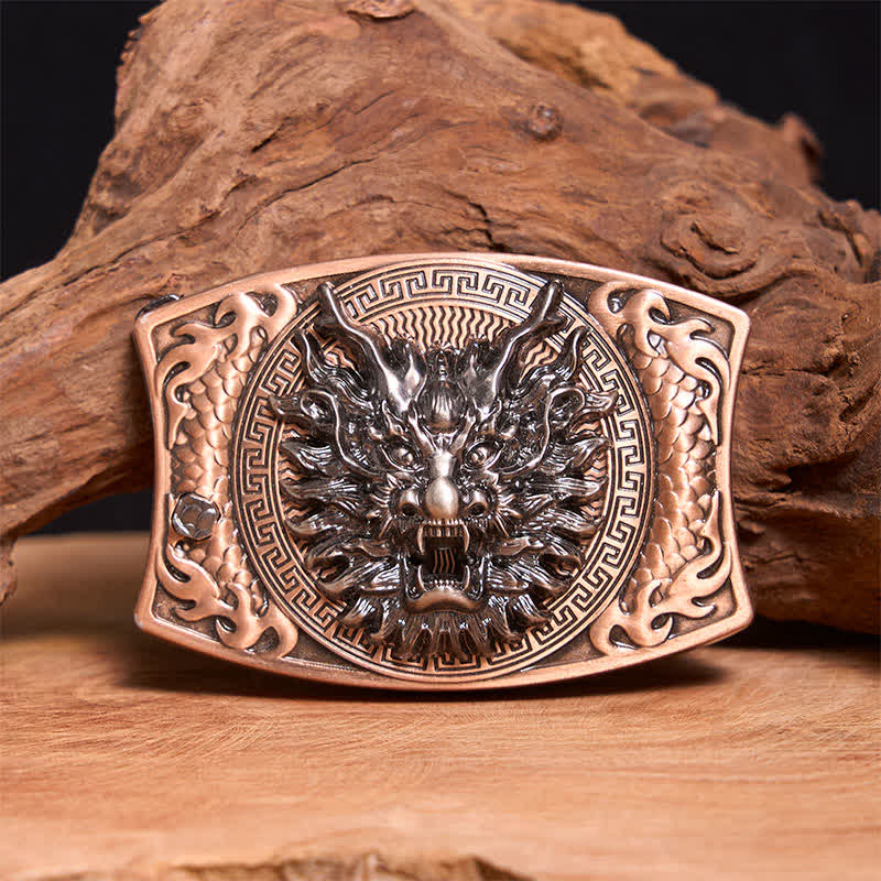 Herren DIY Rot Bronze Drache Verstecktes Klappmesser Ledergürtel