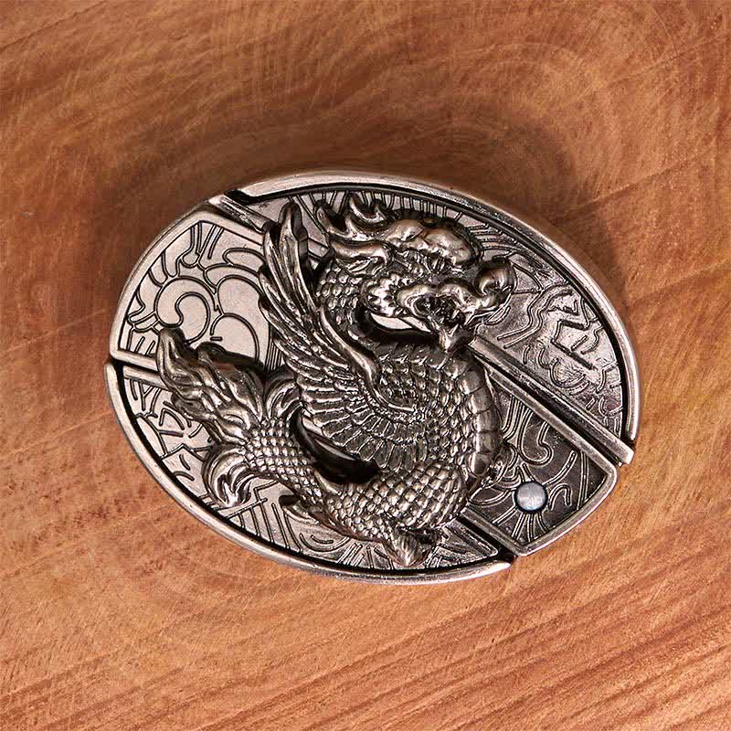 Herren DIY Flying Dragon Verstecktes Klappmesser Ledergürtel