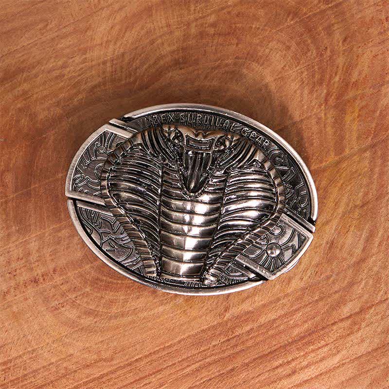 DIY-Ledergürtel für Herren mit verstecktem Klappmesser und giftiger Kobra