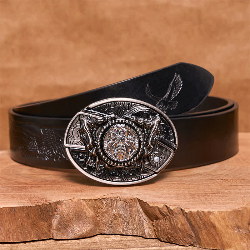 Herren DIY Rotating Spider Hidden Klappmesser Ledergürtel