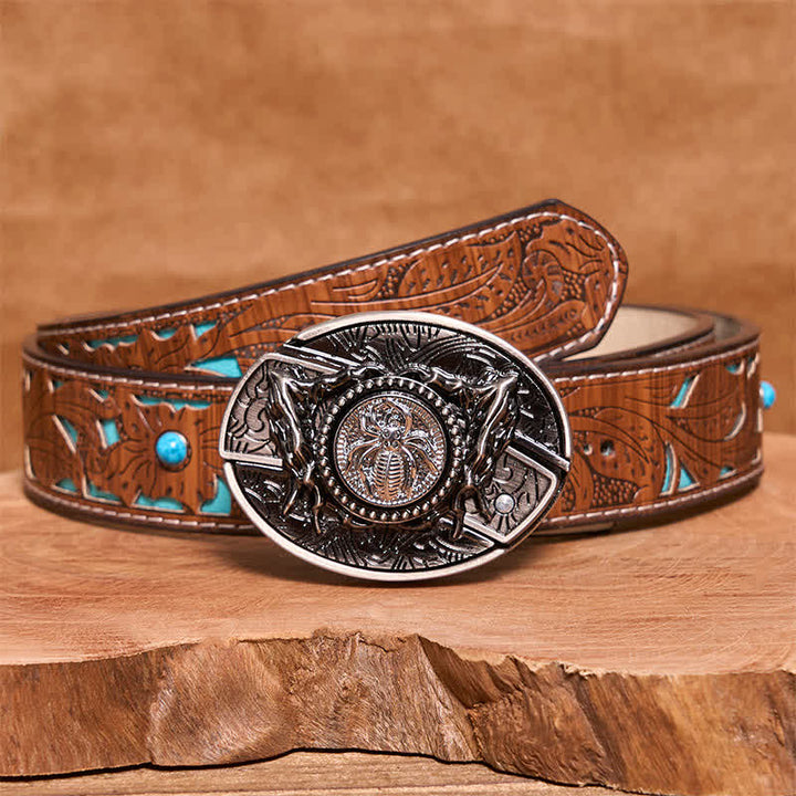 Herren DIY Rotating Spider Hidden Klappmesser Ledergürtel