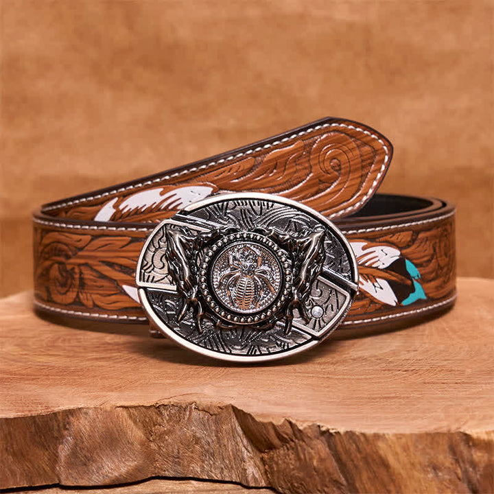 Herren DIY Rotating Spider Hidden Klappmesser Ledergürtel