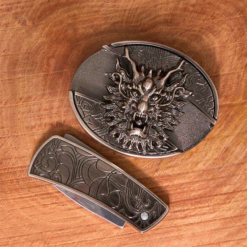 DIY Brave Dragon Verstecktes Klappmesser Ledergürtel für Herren