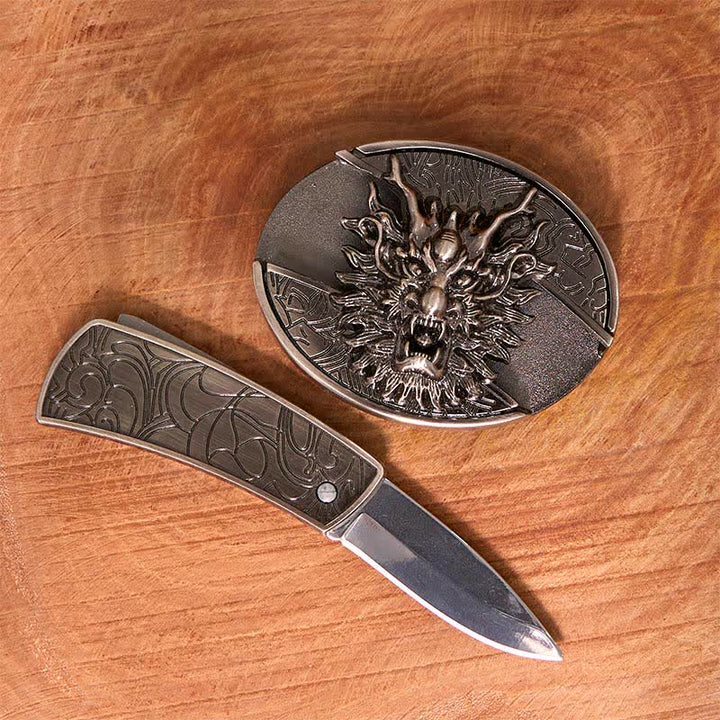 DIY Brave Dragon Verstecktes Klappmesser Ledergürtel für Herren