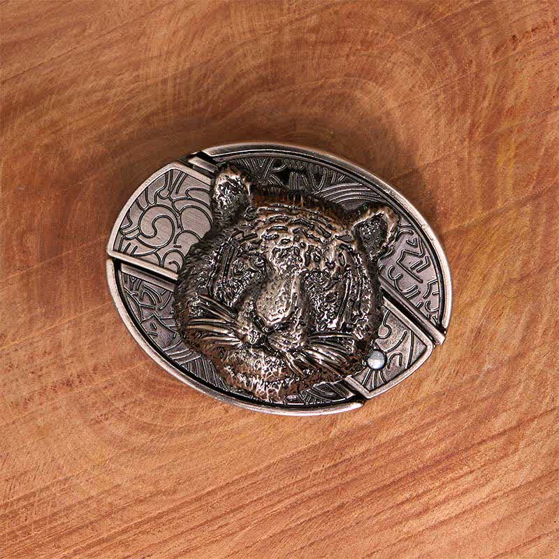 DIY-Leopardenkopf-Ledergürtel für Herren mit verstecktem Klappmesser