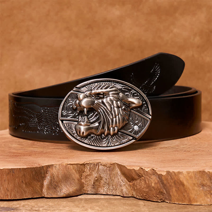 DIY Ledergürtel für Herren mit verstecktem Klappmesser und brüllendem Tiger