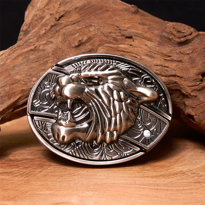 DIY Ledergürtel für Herren mit verstecktem Klappmesser und brüllendem Tiger