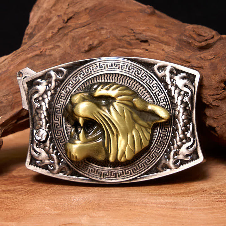 Herren DIY Tiger verstecktes Klappmesser Ledergürtel