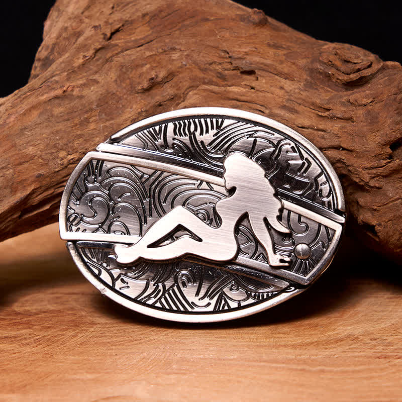 Herren DIY Lady Silhouette Verstecktes Klappmesser Ledergürtel