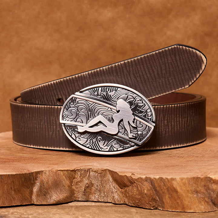 Herren DIY Lady Silhouette Verstecktes Klappmesser Ledergürtel